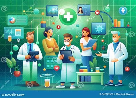 Cartoonish Illustration of Healthcare Team, Health Data Analysts, Clinical Software Team ...
