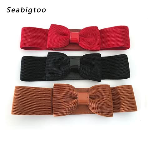 Big bow tie belts for women Waistband Elastic Wide woman belts for ...