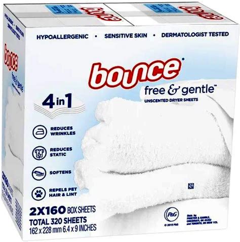 Amazon.com: Bounce Free & Gentle Dryer Sheets, 240 Sheets, Unscented ...