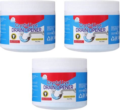 Crystal Lye Drain Opener, 3 Pack 200g Drain Clog Remover, Powerful ...