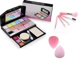 Pohok 5 PIECE MAKEUP BRUSH SET + MAKEUP KIT + 2 BLENDER PUFF (COMBO ...