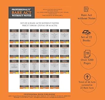 Buy PROFESSIONAL'S AIBE Exam 22 book Bare Acts set without Notes ...