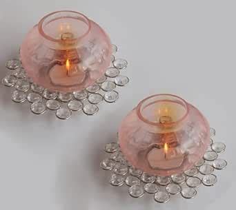 Buy Pure Source India Flower Shape Crystal Tea Light Holder with Glass ...