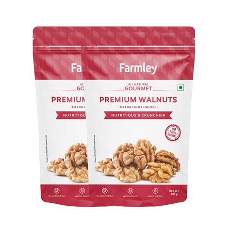 Farmley Premium California Walnut Kernel | 2 x 200 g | Walnuts Without ...