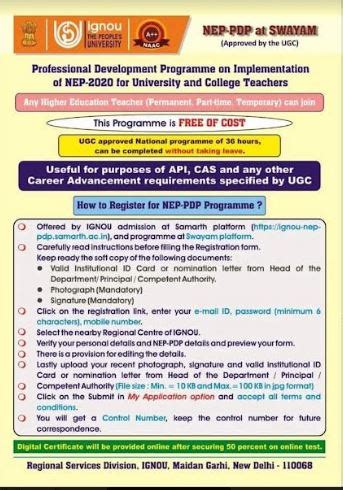 IGNOU-RC-Madurai- Announcements - Latest - NEP-PDP and 2-Credit Swayam ...