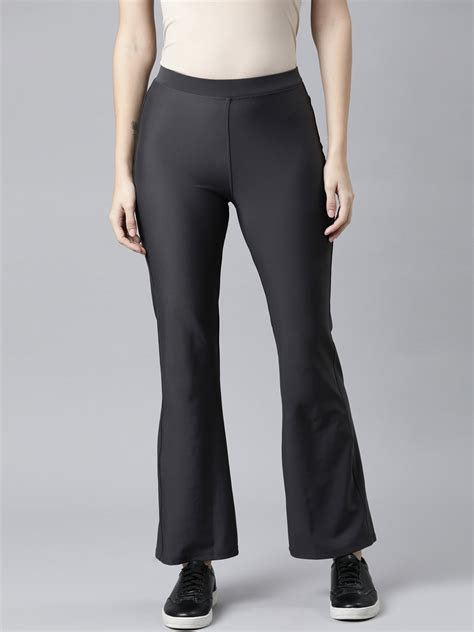 Women Solid Silver Grey High Rise Bell Bottoms