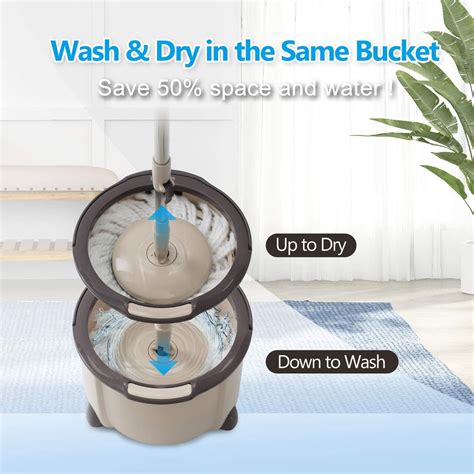 Buy Eyliden Microfiber Spin Mop with Bucket, 360 Spin Rapid Dehydration ...