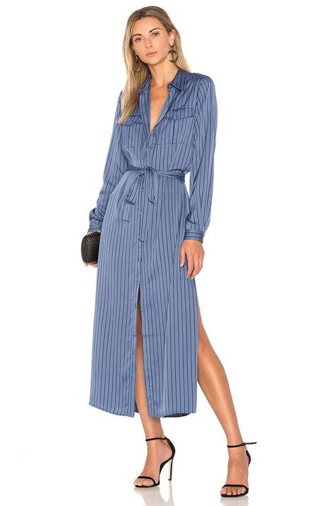 L'Academie The Long Sleeve Shirt Dress in Azure Pinstripe | REVOLVE
