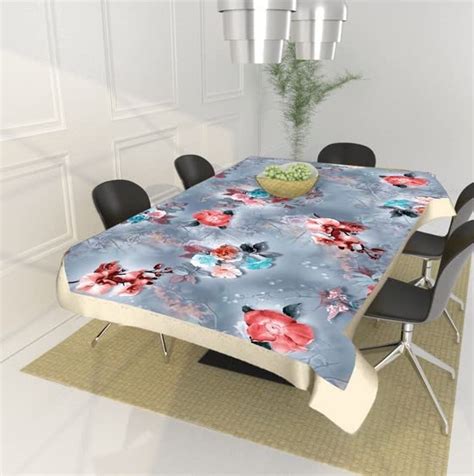 Buy Lavya Overseas Dust Proof Printed Dining Table Cover 6 Seater|Table ...
