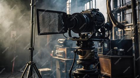 Premium Photo | Professional film camera on set with dramatic lighting ...
