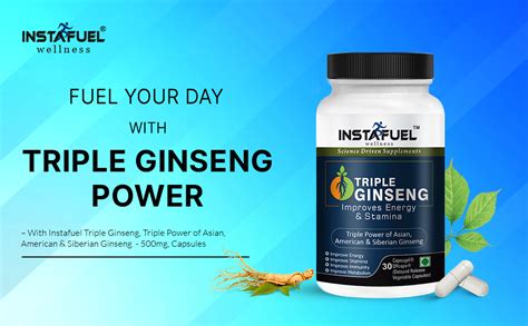 Instafuel Triple Ginseng Capsules – 200mg Siberian Ginseng, 150mg ...