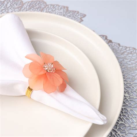 Flower Napkin Holder Peach Online - Premium Napkin Ring | Nestasia