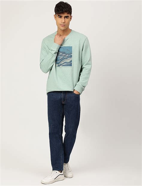 Buy Pure Cotton Printed Crew Neck Sweatshirt at Marks & Spencer