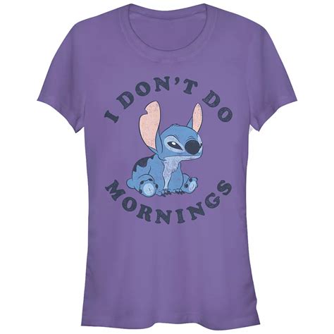 Disney's Lilo & Stitch Juniors' I Don't Do Mornings Fitted Tee