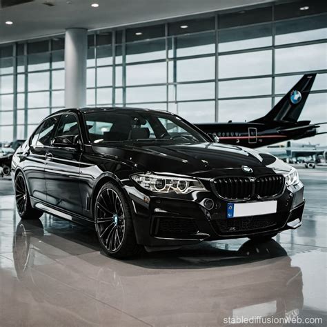 BMW Black Exclusive Car at Airport Image | Stable Diffusion Online