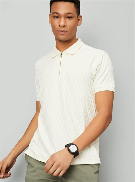 Buy Men Knitted Zip Polo T-shirt Online at just Rs. 799.0 ...