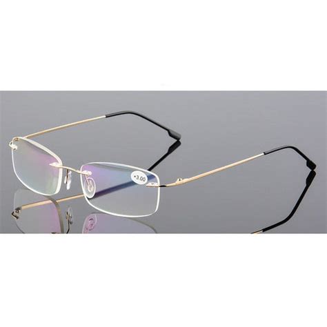 Gold Rimless Frameless Rectangle Reading Glasses For Men Women ...