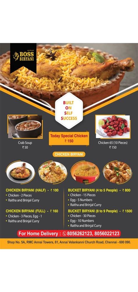 Menu at BOSS BRIYANI - Non veg Restaurant in besant nagar, Chennai, Chennai