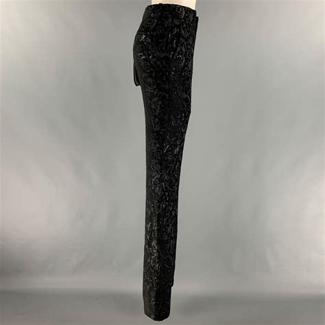 GUCCI Size 4 Black Rayon Blend Jacquard Low Rise Dress Pants For Sale ...