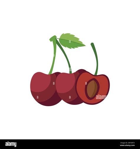 Bing Cherry Flat design clip art vector illustration isolated on a ...