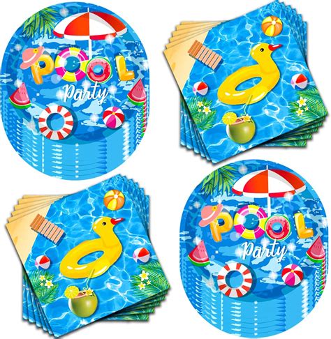 Amazon.com: GOGUOGOFA 80Pcs Pool Party Supplies Summer Pool Party Set 7 ...