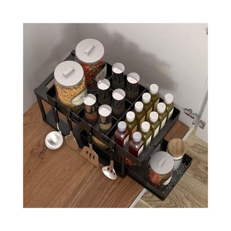 Buy 2 Tier Under Sink Storage Kitchen Organiser, Under Cabinet Slide ...