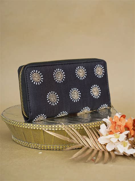 Ada Black Silk Lucknowi Chikankari Clutch – Ada Chikan