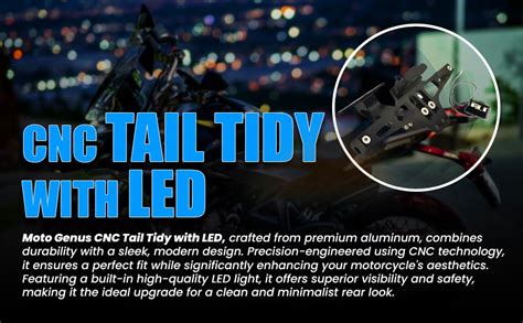 MOTO GENIUS CNC Adjustable LED Tail Tidy with Number Plate Holder with ...