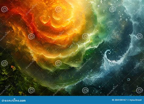 Four Elements of Nature, Collage of Abstract Backgrounds from Fire, Water, Earth, and Air ...