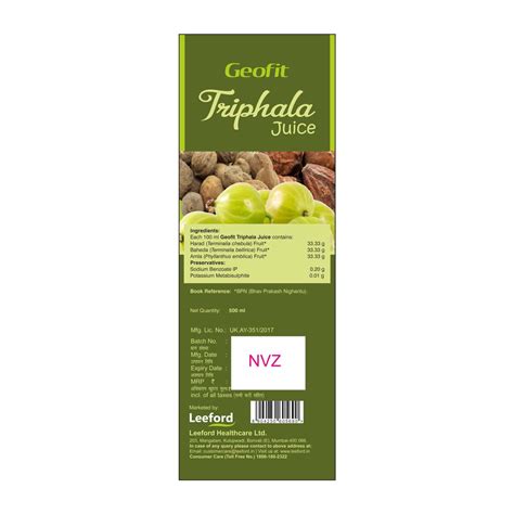Buy GEOFIT TRIPHALA BOTTLE OF 500ML JUICE Online & Get Upto 60% OFF at ...