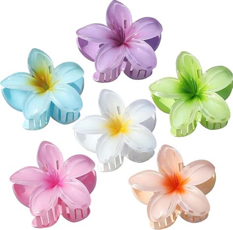 Amazon.com: Generic 4pcs Flower Hair Claw Clip,Hawaiian Flower Hair ...