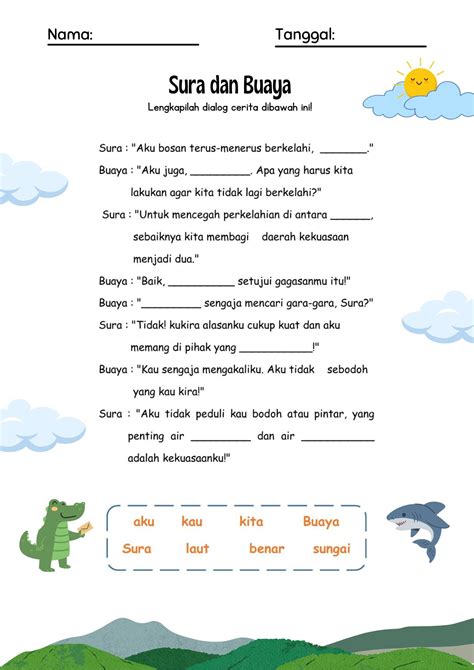 Melengkapi kalimat indonesia worksheet for grade 1 – Artofit