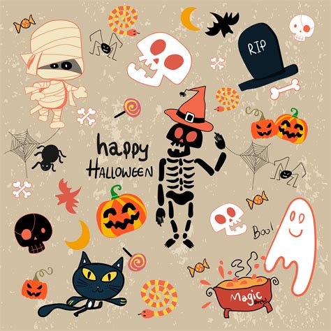 happy Halloween clip art cartoon set 475155 Vector Art at Vecteezy
