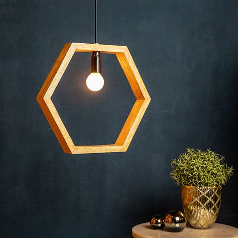 Shop Hexagonal Wooden Hanging Light | Arcedior