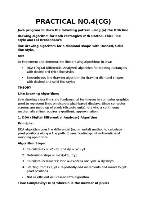 OOPCG Practical No. 4 - Java Line Drawing Algorithms with DDA - Studocu