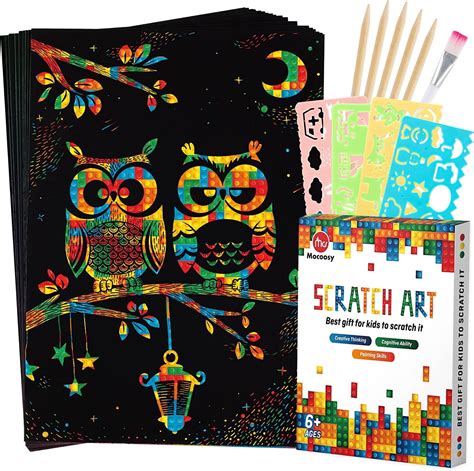 Mocoosy 60 Pcs Scratch Art Paper, Rainbow Magic Scratch Pads Arts and ...
