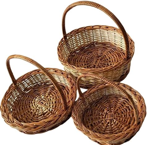 AESHWARG-Anywhere Anytime Round Handle Cane Bamboo Basket For ...