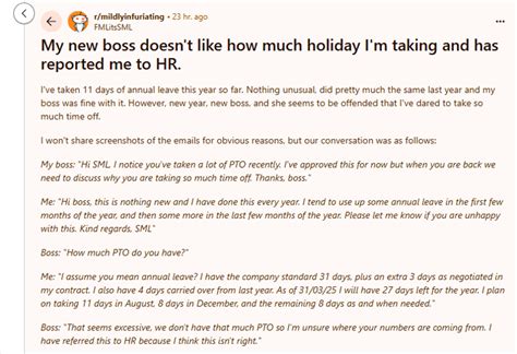 Boss reports employee to HR for 'too many' paid leaves. Read email exchange
