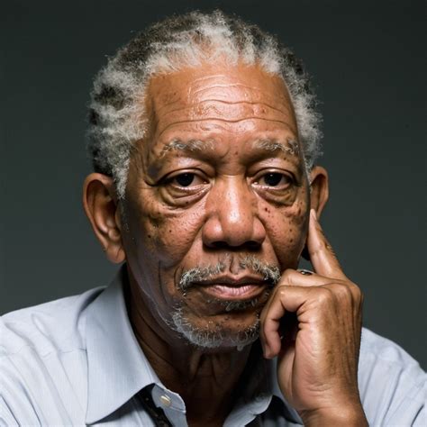old morgan freeman facing sideways. hand on his chin...