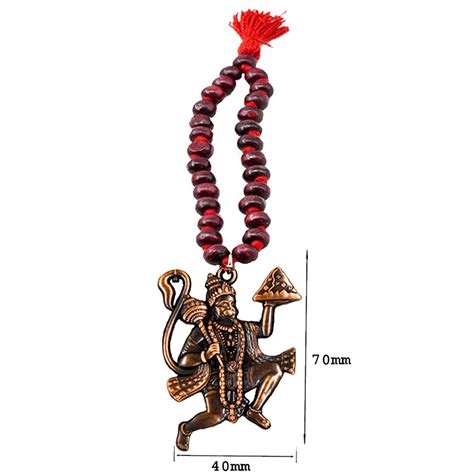 Lord Red Hanuman Flying Wooden Mala Car Hanging – Shri Prasadam