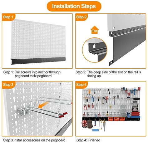 TORACK 109Pcs Pegboard Wall Organizer 4 ft. Garage Metal Pegboard ...
