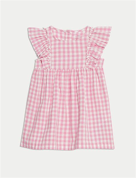 Buy Pure Cotton Gingham Dress (0-3 Yrs) at Marks & Spencer