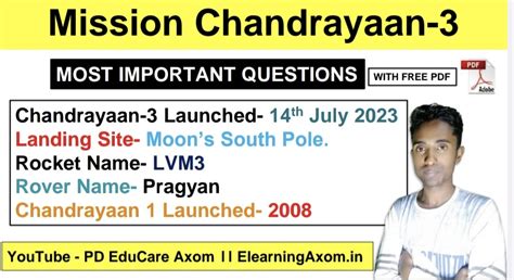 Chandrayaan-3 Mission Most Important Questions - with Free PDF Download