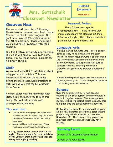 Image result for Classroom Newsletter Examples