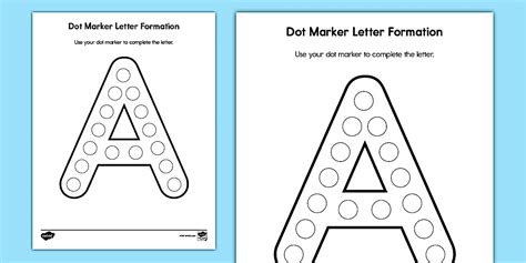 Uppercase Letter A: Dot Marker Letter Formation Worksheet