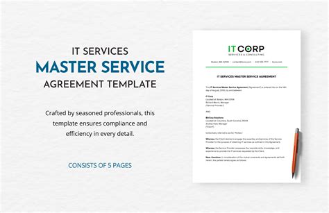 IT Services Master Service Agreement Template in Word, PDF, Google Docs ...