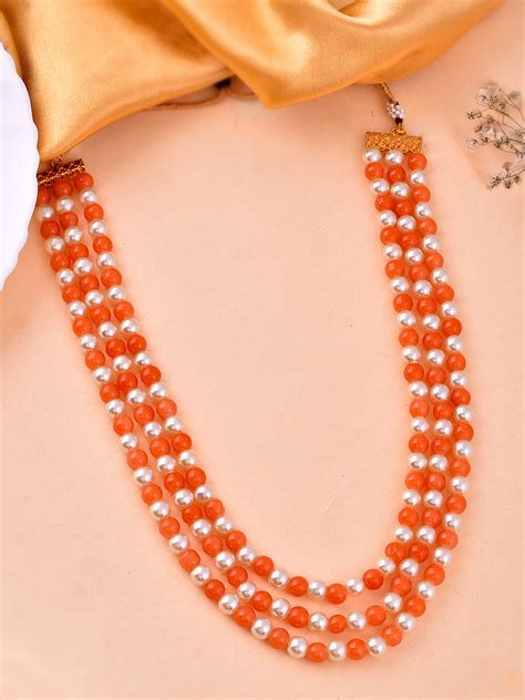 Buy Orange Pearls Layered Necklaces for Women Online at Silvermerc ...