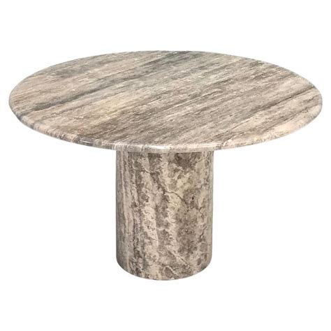 Exquisite Round Travertine Dining Table For Sale at 1stDibs