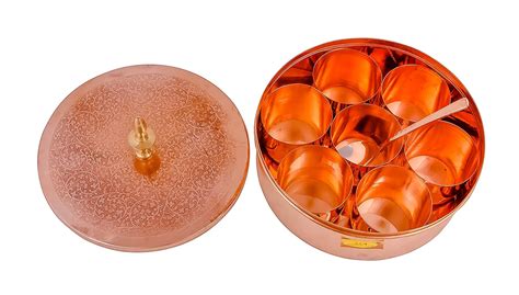 Pure Copper Masaladani | Spice Box | Container| 7 Dibbi in 1 - Masala ...