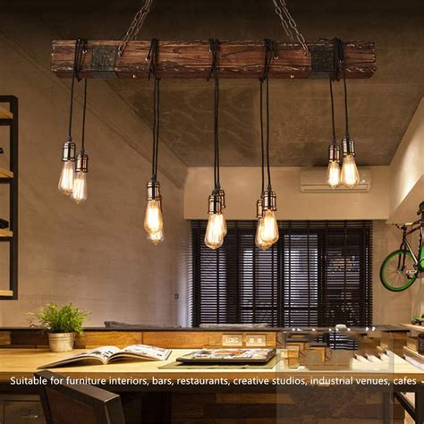 Buy 46 110V Rustic Farmhouse Furniture Wood Beam Chandelier Pendant ...